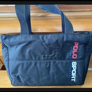 Polo by Ralph Lauren Black Tote with Red & Light Blue Polo Sport Logo